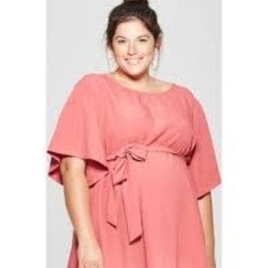 3X Isabel Maternity Coral Tie Front Top